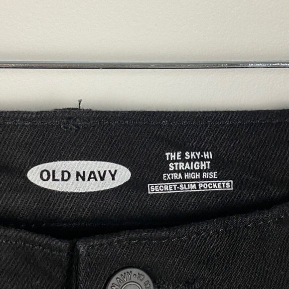 Old Navy Extra High Rise Sky-Hi Straight Jeans Jean Size Plus Size 28 NWT Black - Picture 4 of 11